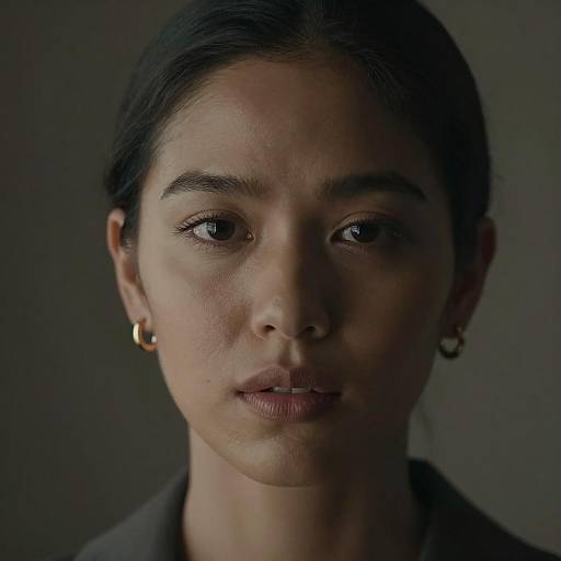 Intense Close-Up of a Serious Woman