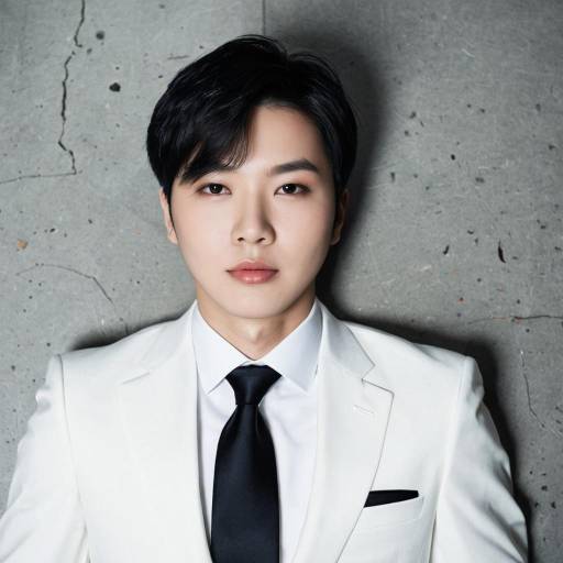 Young Man in White Suit and Black Tie