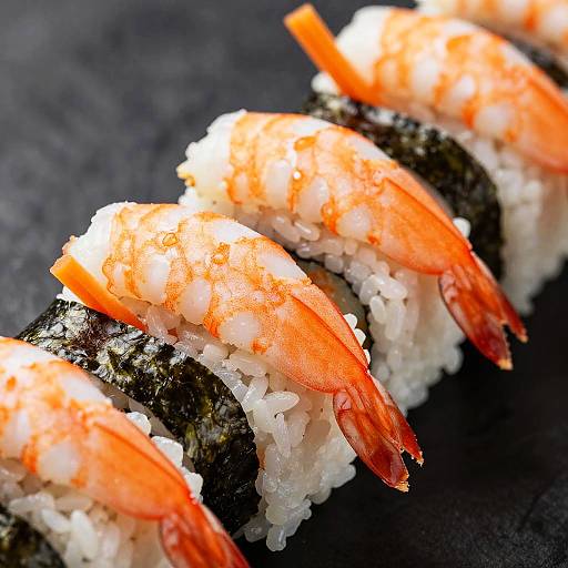 Close-up of Shrimp Nigiri Sushi