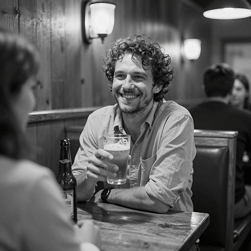 Candid Moment in a Cozy Bar Scene