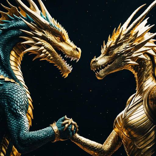Majestic Dragon and Golden Dragon Girl Shaking Hands