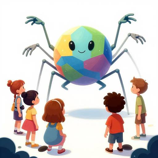 Kids Encounter Colorful Alien Comic