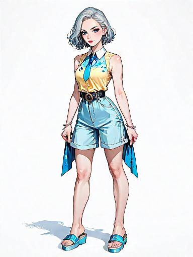 Stylish Woman in Casual Powder Blue Romper