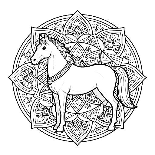 Ornate Horse Mandala Coloring Page