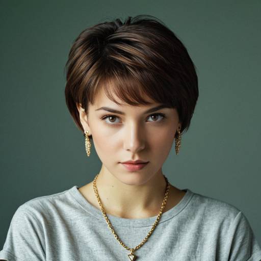 Realistic Portrait of Woman with Short Hair