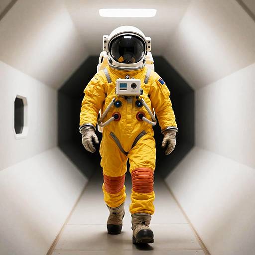 Retro Astronaut in Hexagonal Tunnel