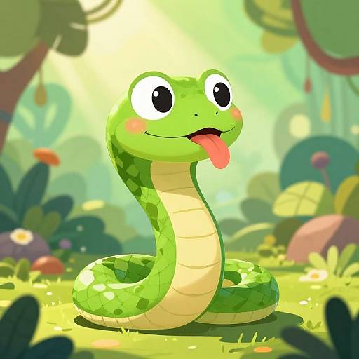 Cute Jungle Snake Game Character