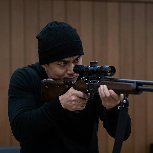 Tension in the Shadows: A Sniper's Stance