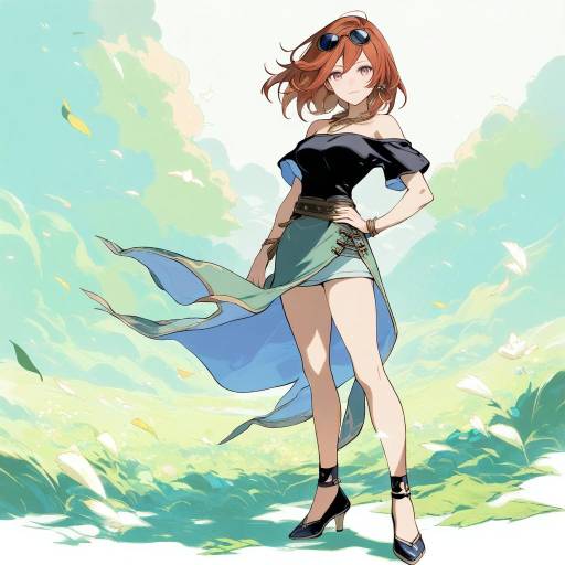 Auburn-Haired Girl in Serene Meadow