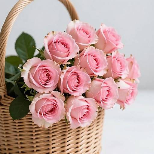 Ethereal Pink Rose Bouquet in Basket