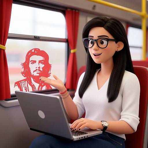 Dynamic Portrait of Woman on Train