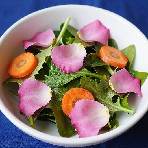 Bright Close-Up of Fresh Rose Petal Salad