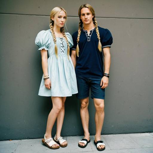 Young Couple with Long Blonde Braided Hair