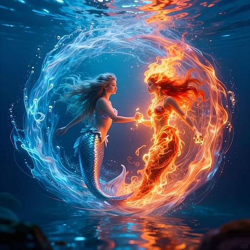 Aquatic Mermaid and Fire Elemental Fusion