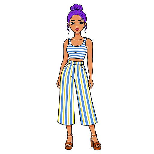 Casual Stylish Woman in Striped Outfit