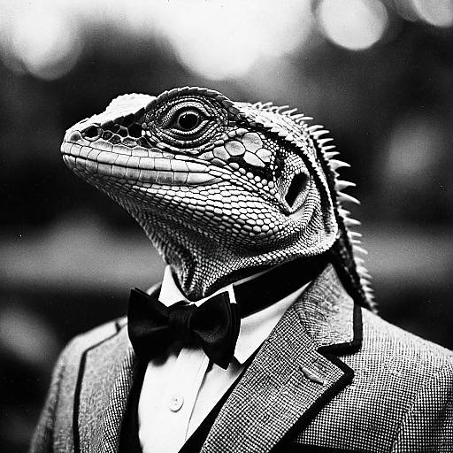 Lizard in Elegant Blazer and Bow Tie
