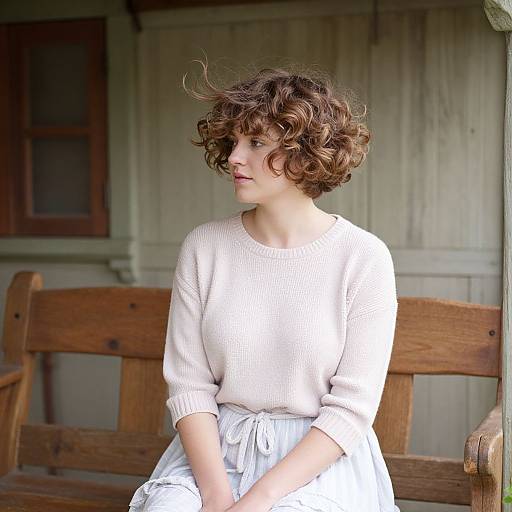 Dreamy Woman with Curly Pixie Hairstyle