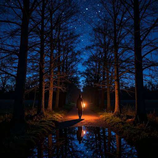 Candlelit Path Beneath Starry Sky