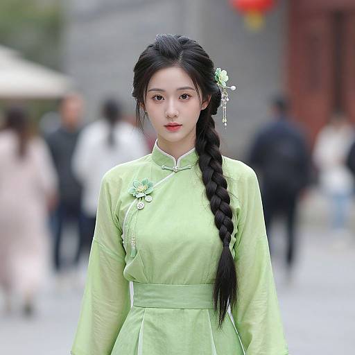 Realistic Girl in Lime Green Costume