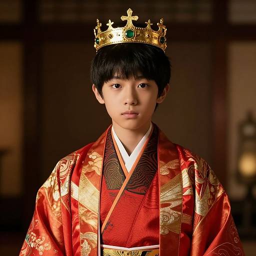 Asian Boy in Royal Kimono