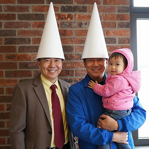 Whimsical Cone-Head Family Portrait