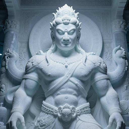 Intricate Ice Carving of Ancient God