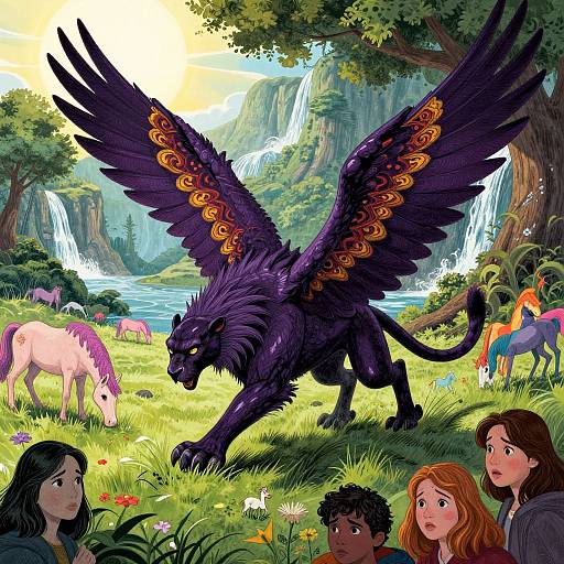 Majestic Dark Purple Griffin Fantasy