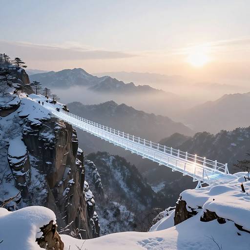 Surreal Sunrise with Luminous Bridge