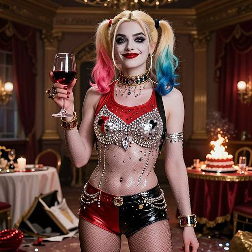 Harley Quinn in Ruined Ballroom Scene
