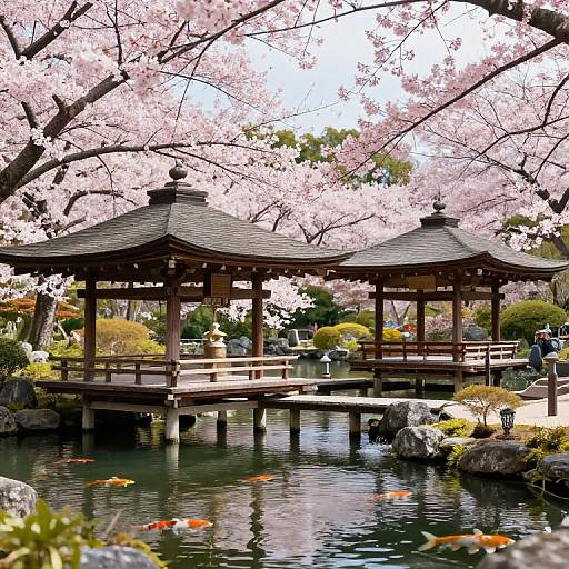 Serene Japanese Garden with Pavilions