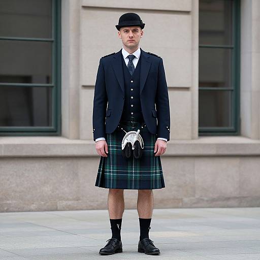 Man in Kilt and Hat Fashion