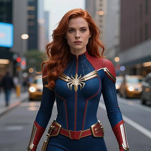 Female Superhero in Detailed Spider-Woman Suit