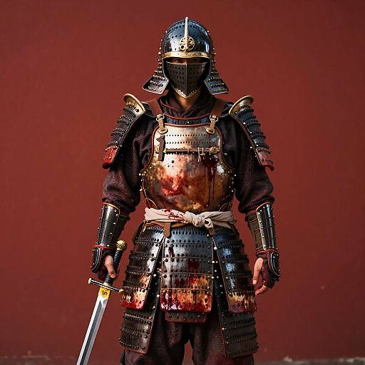 Bloodied Warrior in Japanese Armor