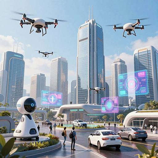 Futuristic City with AI Integration