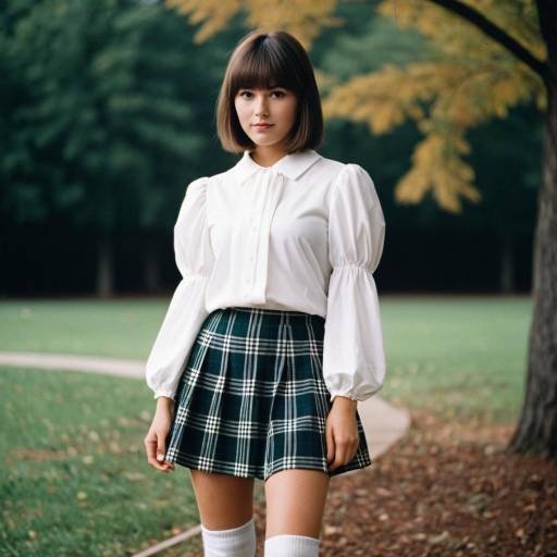 Young Woman in College Outfit Outdoors