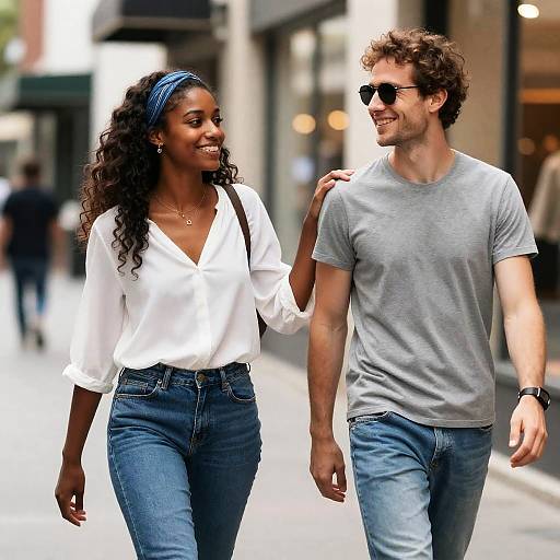 Urban Couple Strolling Together in Style