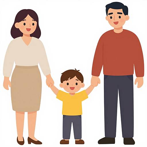 Smiling Family Clipart with Child