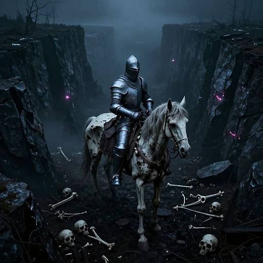 Spectral Knight in Haunting Nocturnal Realm