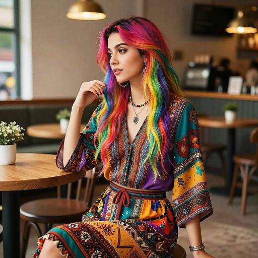 Bohemian Rainbow Hair Musician Style
