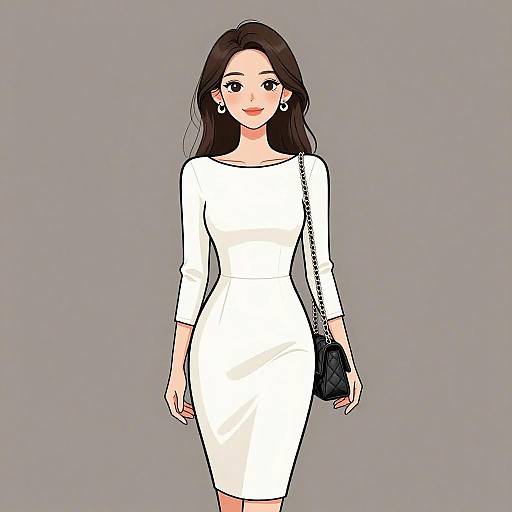 Chic Woman in Elegant White Dress