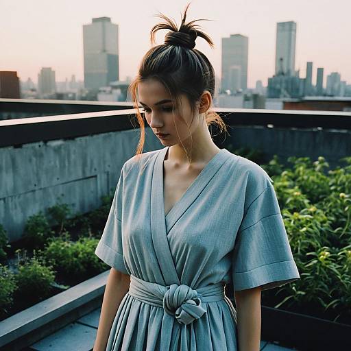 Samurai Knot Hairstyle in Urban Garden