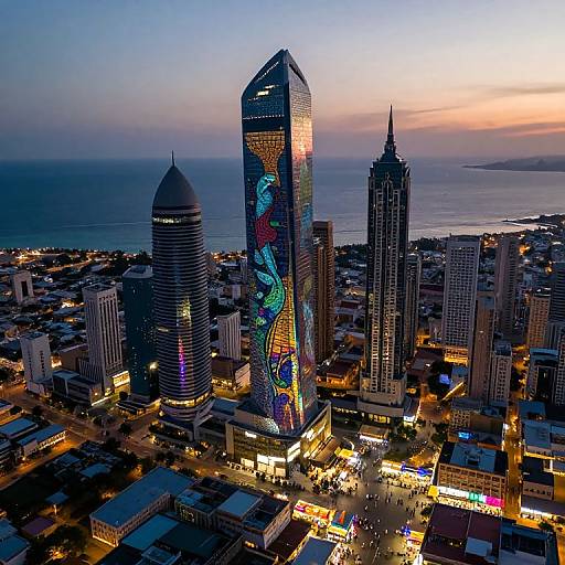 Enchanted Coastal Cityscape at Dusk