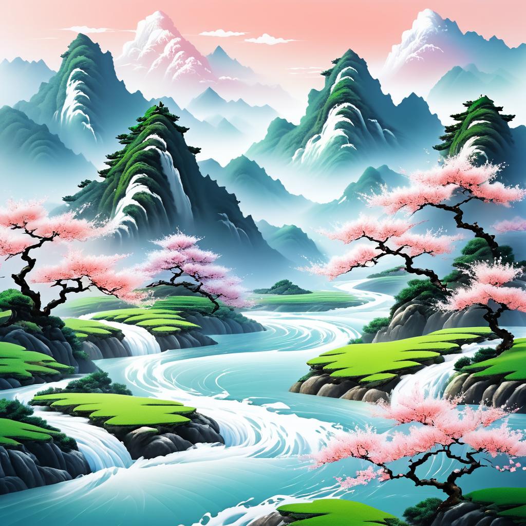 Stunning Peach Blossom Mountain Landscape