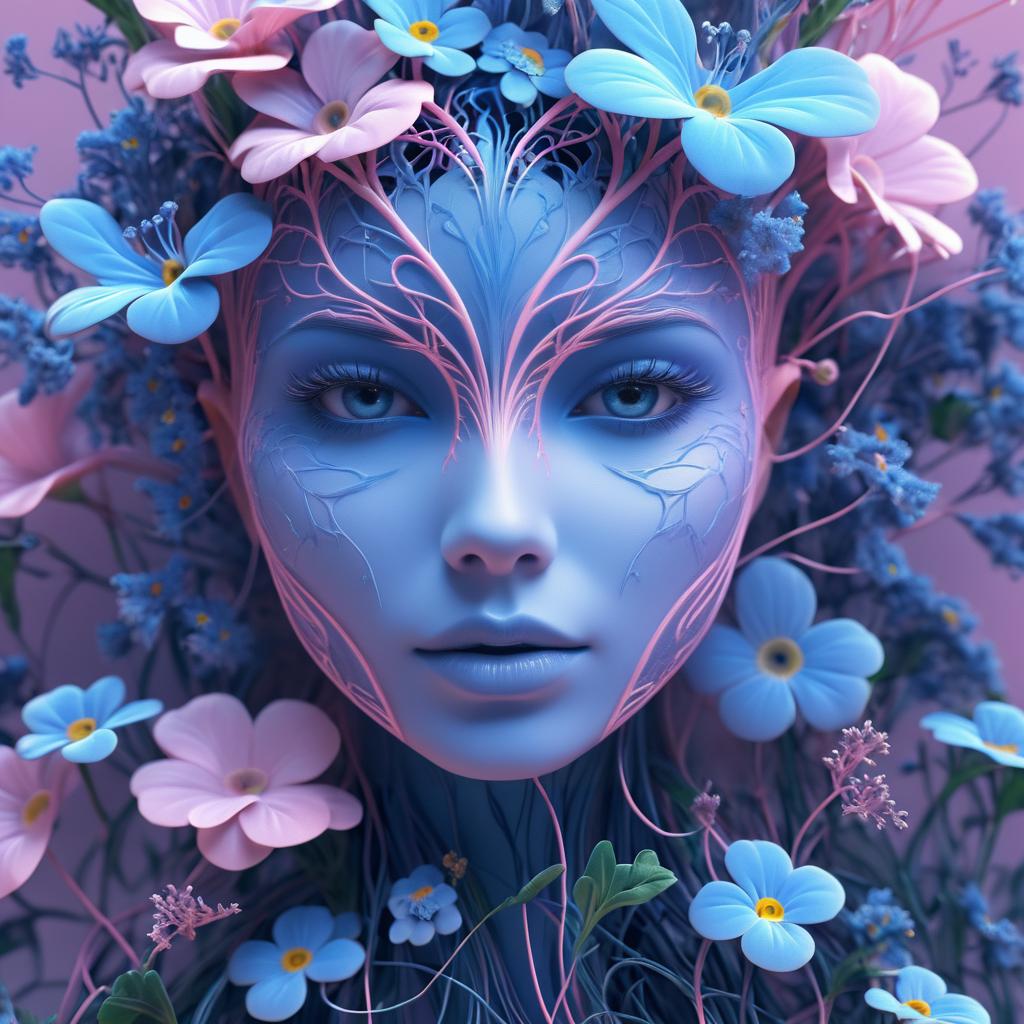 Ethereal Medusa with Forget-Me-Nots Render