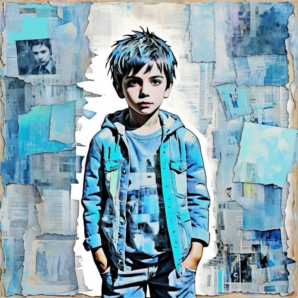 Surreal Emotional Boy in Mixed Media