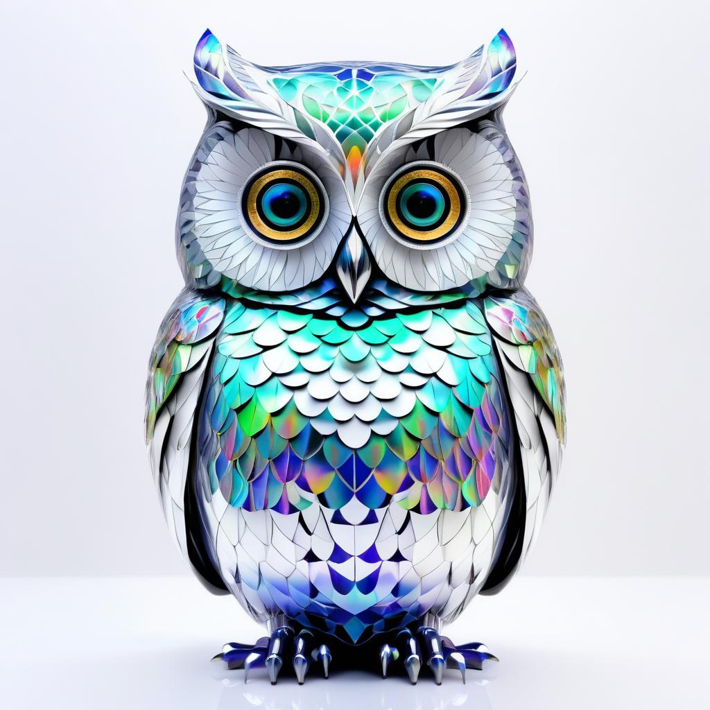 Frida Kahlo Inspired Holographic Owl Art