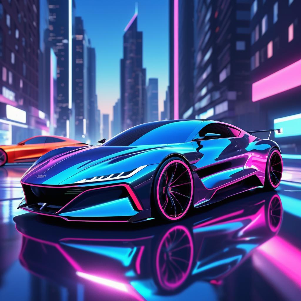 Futuristic Sports Car in Urban Landscape