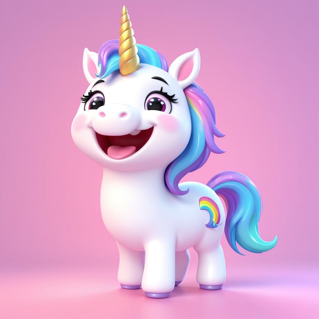 Kawaii Unicorn Laughing in 3D Animation