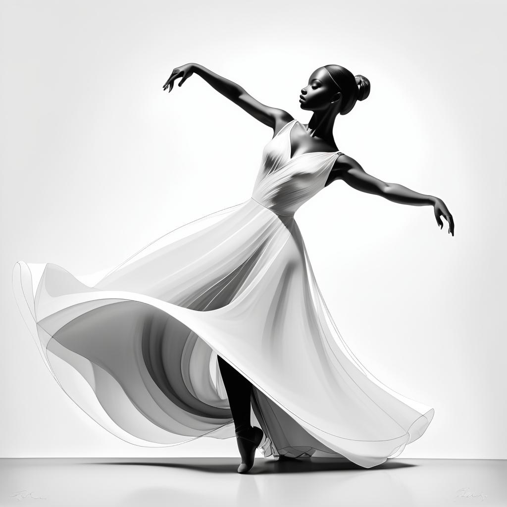 Elegant Minimalist Dancer in Black and White