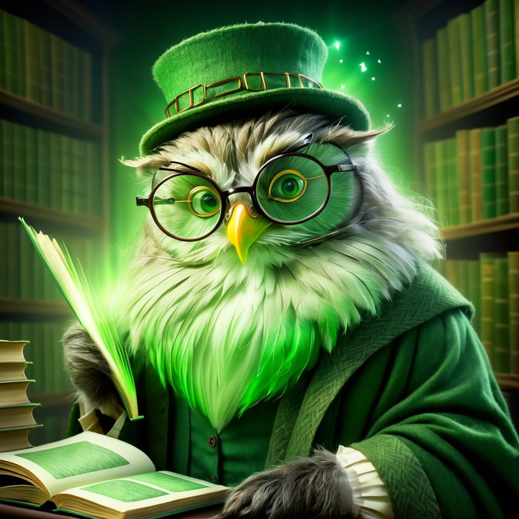 Wise Old Owl Librarian in Digital Art